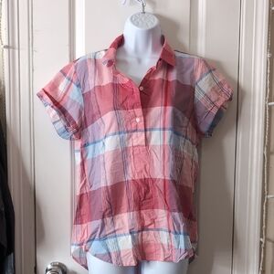 J. Crew Red and Blue Plaid Blouse